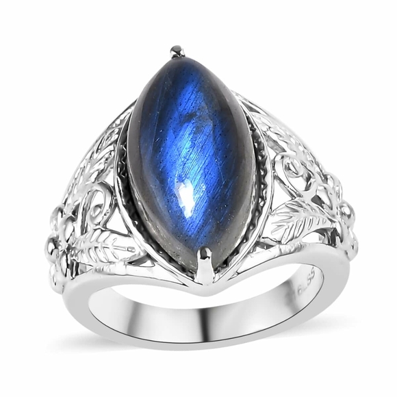 Malagasy Labradorite 7.30 ctw Solitaire Ring - Picture 2 of 8